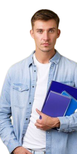 Free Photo _ Education, courses and university concept_ serious-looking college student, guy with notebooks, looking determined camera, casual expression as heading to class, yellow background_