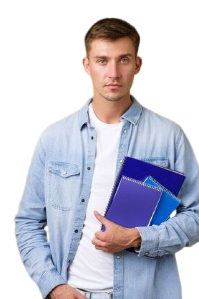 Free Photo _ Education, courses and university concept_ serious-looking college student, guy with notebooks, looking determined camera, casual expression as heading to class, yellow background_