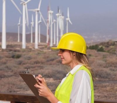 Premium Photo _ Young woman checking renewable energy on sunny day